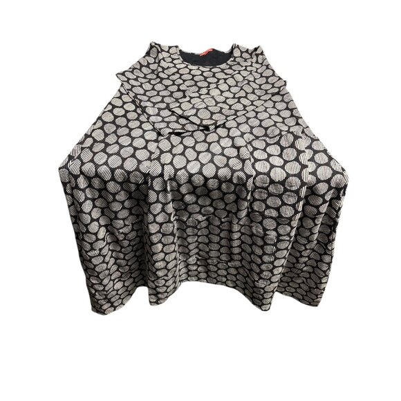 Yaza Womens Polka Dot Patterned Dress With 3/4 Sleeves & Pockets Black/White L - Picture 9 of 9